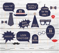 18th Birthday Photo Booth Props  Pack of 18