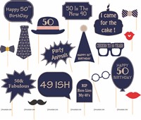 50th Birthday Photo Props Kit Pack of 18