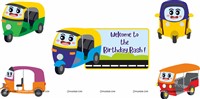 Posters pack - Auto Rickshaw Birthday Party