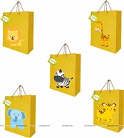 Jungle theme yellow gift bag with tag