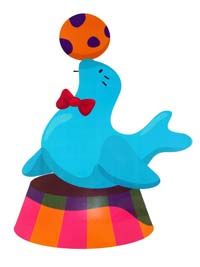 Seal playing with ball poster