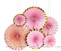 Pink & Gold Paper Fan set