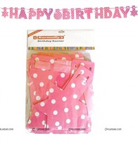 POLKA DOT HAPPY BIRTHDAY BUNTINGS-PINK