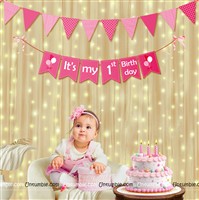 1st Birthday Banner Kit Pink