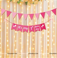 1st Birthday Banner Kit Pink