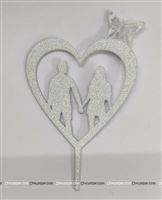 Heart couple cake topper (Silver)