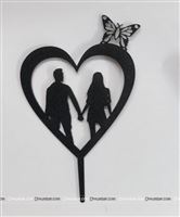 Heart couple cake topper (Black)