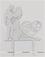 Mr & Mrs Couple Cake Topper Silver 