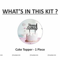 Happy BIrthday candle Cake Topper Black