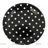 Birthday Party Plate - Black and white polka