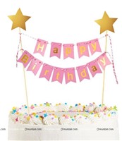 Banner Cake Topper Pink