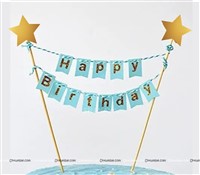 Banner Cake Topper Blue