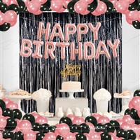 Black curtain Rose Gold foil balloon kit