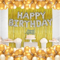 Gold curtain silver foil balloon kit