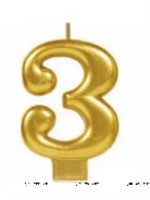 Gold Metallic Number 3 Candle