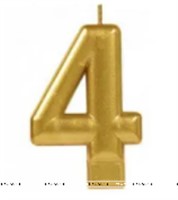 Gold Metallic Number 4 Candle