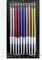 Multicolor Metallic Twisted Candle 10pcs