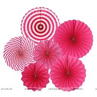 Pink party decoration Paper fan kit - 6pcs