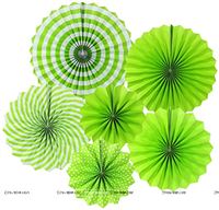 Green party decoration Paper fan kit - 6pcs
