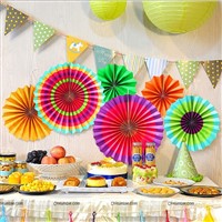 Rainbow Colored Party decoration Paper fan kit - 6pcs