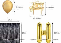 Black Curtain Gold Foil Balloon Kit