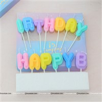 Pastel Block Letter Happy Birthday Candles