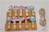 Unicorn Rainbow Wooden Clip