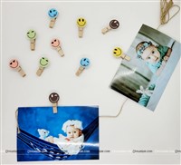 Round Smiley Wooden Clip