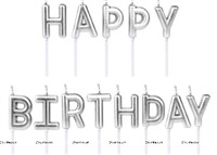 Silver  Happy Birthday Candle