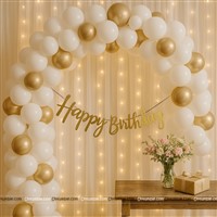White Curtain Birthday Decor Kit