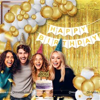 White & Gold Foil Curtain Kit ( 24 pc pack)