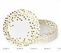 White with Gold Polka Plates (Pack of 10)