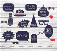 30th Birthday Photo Props Pack of18