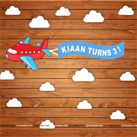 Aeroplane Birthday Banner Backdrop