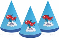 Aeroplane Party Hats (Set of 6)