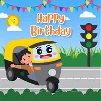 Backdrop - Auto Rickshaw Birthday Party