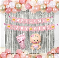 Baby Girl Welcome Home Foil Decor Kit Pink (Pack of 45 pcs)