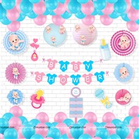 Baby Shower Paper Fans & Lanterns kit