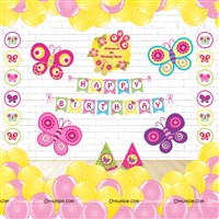 Butterfly theme Super saver birthday decoration kit (Pack of 58 pieces)