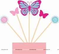 Pastel shaded butterfly on skewers centerpiece