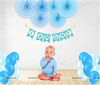 Boy 1st Birthday paper fans kit 