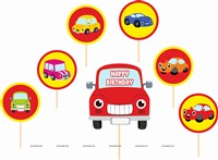 Car Theme Cup Cake topper (Set of 12)