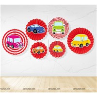 Car Theme Paper fan Decorations