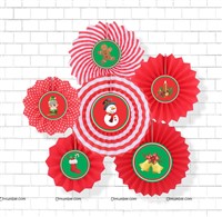 Christmas Paper Fans (Set of 6)