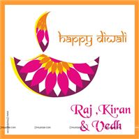 Printed diya Happy diwali tag (Pack of 24 pcs)