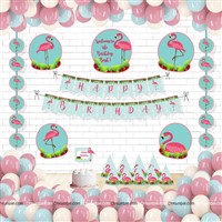 Flamingo theme Super saver birthday decoration kit (Pack of 58 pieces)