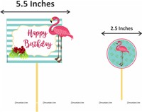 Flamingo Theme Swirls and Cake Toppers Kit