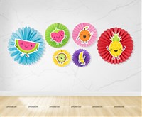 Fruit Theme Party Decoration Paper Fan Kit - 6 Pcs