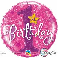 Pink 1st Birthday Foil Balloon