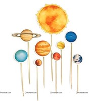 Space Theme Paper Cake Decor Set